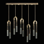 Antonia Linear Multi Light Pendant - Ombre Bronze / Brass / Charcoal / Clear