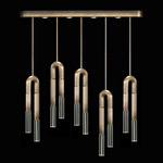 Antonia Linear Multi Light Pendant - Ombre Bronze / Brass / No Skin / Clear