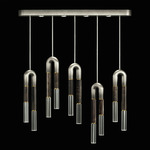 Antonia Linear Multi Light Pendant - Ombre Silver / Brass / Charcoal / Clear