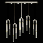 Antonia Linear Multi Light Pendant - Ombre Silver / Brass / Smoke / Clear