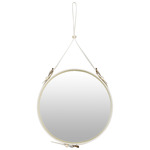 Adnet Round Mirror - Cream Leather