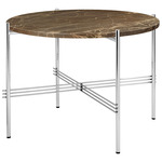 TS Small Round Coffee Table - Polished Steel / Brown Emperador Marble