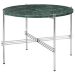 TS Small Round Coffee Table - Polished Steel / Green Guatemala Marble