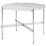 TS Small Round Coffee Table - Polished Steel / White Carrera Marble