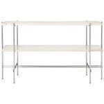 TS 2 Rack Console - Polished Steel / White Travertine