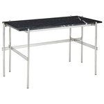 TS Desk - Polished Steel / Black Marquina Marble