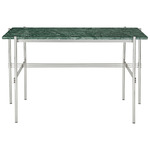 TS Desk - Polished Steel / Green Guatemala Marble