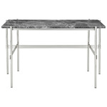 TS Desk - Polished Steel / Grey Emperador Marble