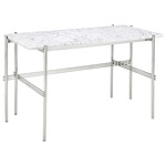 TS Desk - Polished Steel / White Carrera Marble