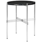 TS Round Side Table - Polished Steel / Black Marquina Marble