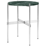 TS Round Side Table - Polished Steel / Green Guatemala Marble