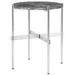 TS Round Side Table - Polished Steel / Grey Emperador Marble