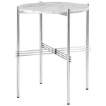 TS Round Side Table - Polished Steel / White Carrera Marble