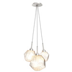Gem Cluster Pendant - Beige Silver / Amber