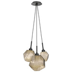 Gem Cluster Pendant - Matte Black / Bronze