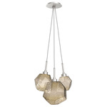 Gem Cluster Pendant - Beige Silver / Bronze