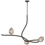 Floret Linear Pendant - Natural Iron / Cirrus Art Glass