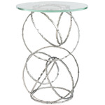 Olympus Glass Top Accent Table - Sterling / Clear