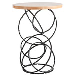 Olympus Wood Top Accent Table - Black / Natural Maple