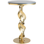 Folio Wood Top Accent Table - Modern Brass / Grey Maple