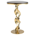 Folio Wood Top Accent Table - Modern Brass / Espresso Maple