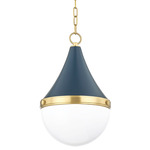 Ciara Pendant - Aged Brass / Navy