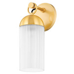 Emory Wall Sconce - Aged Brass / Clear Ribbed