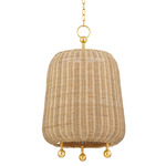 Elena Pendant - Aged Brass / Rattan