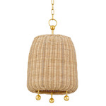 Elena Pendant - Aged Brass / Rattan