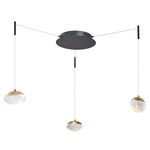 Athena Multi-Light Pendant with Canopy - Matte Black / Brass / Crystal
