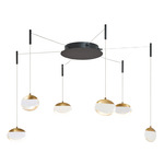 Athena Multi-Light Pendant with Canopy - Matte Black / Brass / Crystal