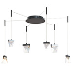 Atlas Multi-Light Pendant with Canopy - Matte Black / Crystal