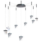 Atlas Multi-Light Pendant with Canopy - Matte Black / Crystal