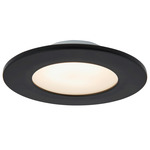 Button Slim Semi Flush Ceiling Light - Black / Frosted