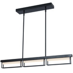 Pane Linear Pendant - Matte Black / Frosted