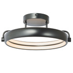 Rave Round Semi Flush Ceiling Light - Matte Black / White