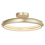 Rave Round Semi Flush Ceiling Light - Titanium Silver / White