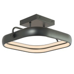 Rave Square Semi Flush Ceiling Light - Matte Black / White