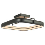 Rave Square Semi Flush Ceiling Light - Matte Black / White