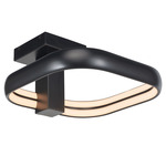 Rave Off-Set Semi Flush Ceiling Light - Matte Black / White