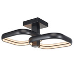 Rave Off-Set Semi Flush Ceiling Light - Matte Black / White