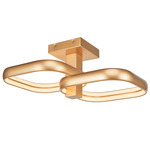 Rave Off-Set Semi Flush Ceiling Light - Gold / White