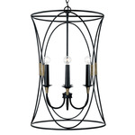Amara Foyer Pendant - Matte Black / Aged Brass
