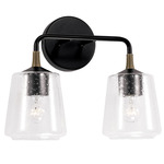 Amara Bathroom Vanity Light - Matte Black / Aged Brass / Clear Seeded