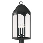 Burton Outdoor Post Lantern - Black / Clear