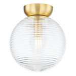 Sara Ceiling Light - Aged Brass / Clear Ribbed