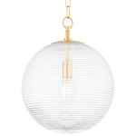 Sara Pendant - Aged Brass / Clear Ribbed