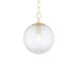 Sara Pendant - Aged Brass / Clear Ribbed