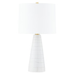 Melinda Table Lamp - White / White Linen