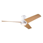 Ambit Flush DC Ceiling Fan - Matte White / Maple